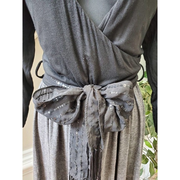 Inseparable Women's Black & Gray Rayon Long Sleeve V-Neck Jumpsuits Size Large - Picture 3 of 10